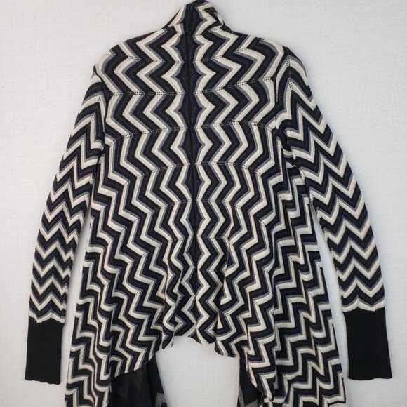 Autumn Cashmere Cardigan Wrap Chevron High Low Sweater Black White Gray size S - Picture 9 of 12